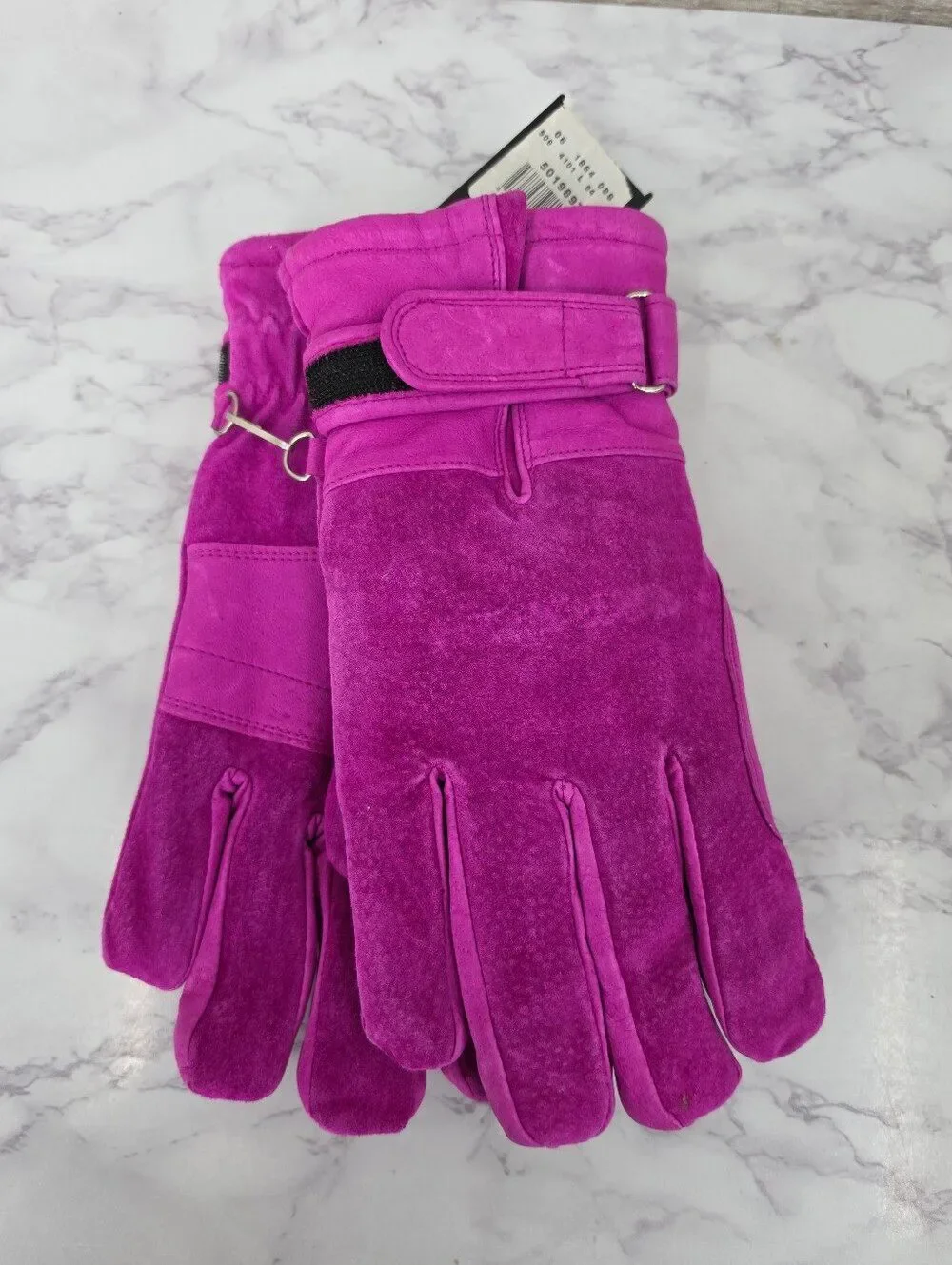 Wilsons Leather Fuchsia Pink Suede Winter Gloves Faux Sherpa Lining
